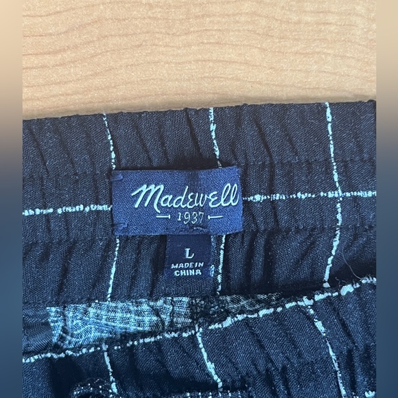 Madewell Black Check 100% Viscose Elastic Waist Tapered Jogger Pants Size L - Picture 3 of 11